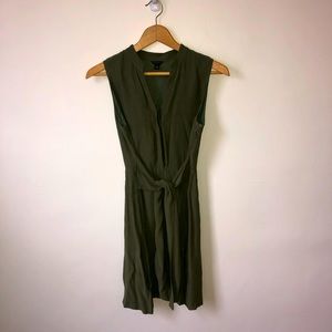 Ann Taylor Women’s Olive Green Belted Tie Dress Size 4 Petite (4P)